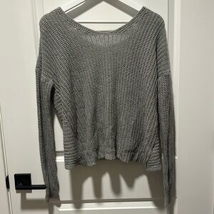 Gray sweater with twist back